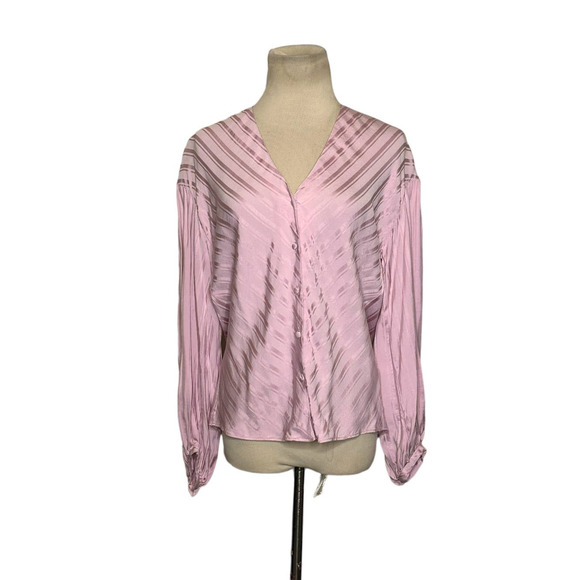 Joie Pink Cadmar Satin Button Long Sleeves Blouse size XXS - Picture 1 of 12